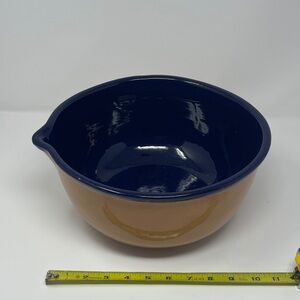 Ceramic Mixing Bowl in Navy Blue and Tan - Multi-Purpose Kitchen Bowl
